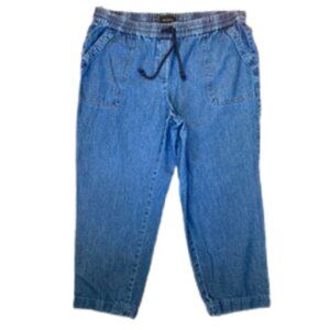 Talbots Denim 2XL Jeans Elastic Drawstring Pull-On Preppy Summer Comfort Cottage